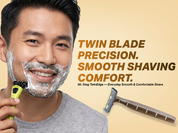 Mr. Stag TwinEdge Sweden Stainless Steel Blade Disposable Razors (Pack of 2) detail